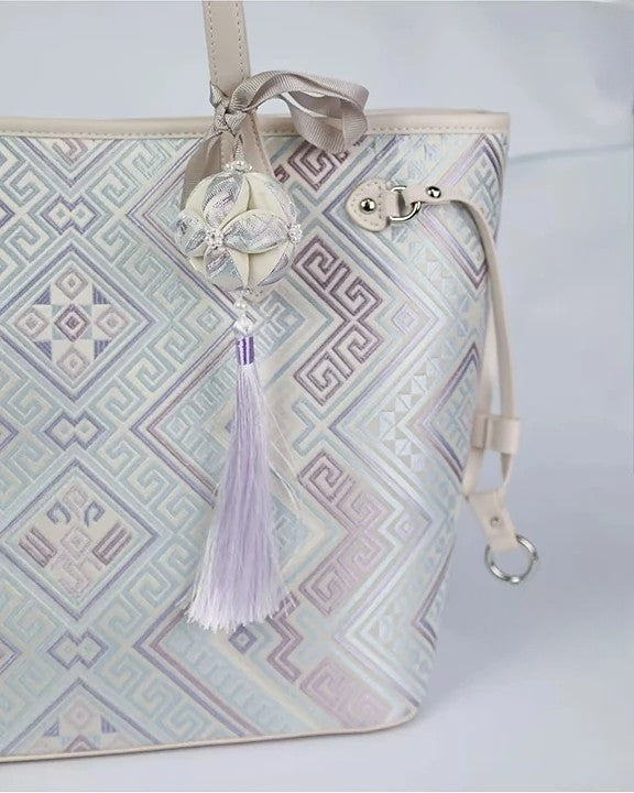 Silver Purple Geometric Large Tote Bag - Shaka Chinese Traditional Culture Store