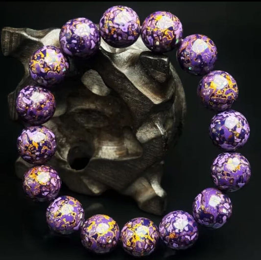 Purple Black Purple Sandalwood Bead Bracelet 1.2