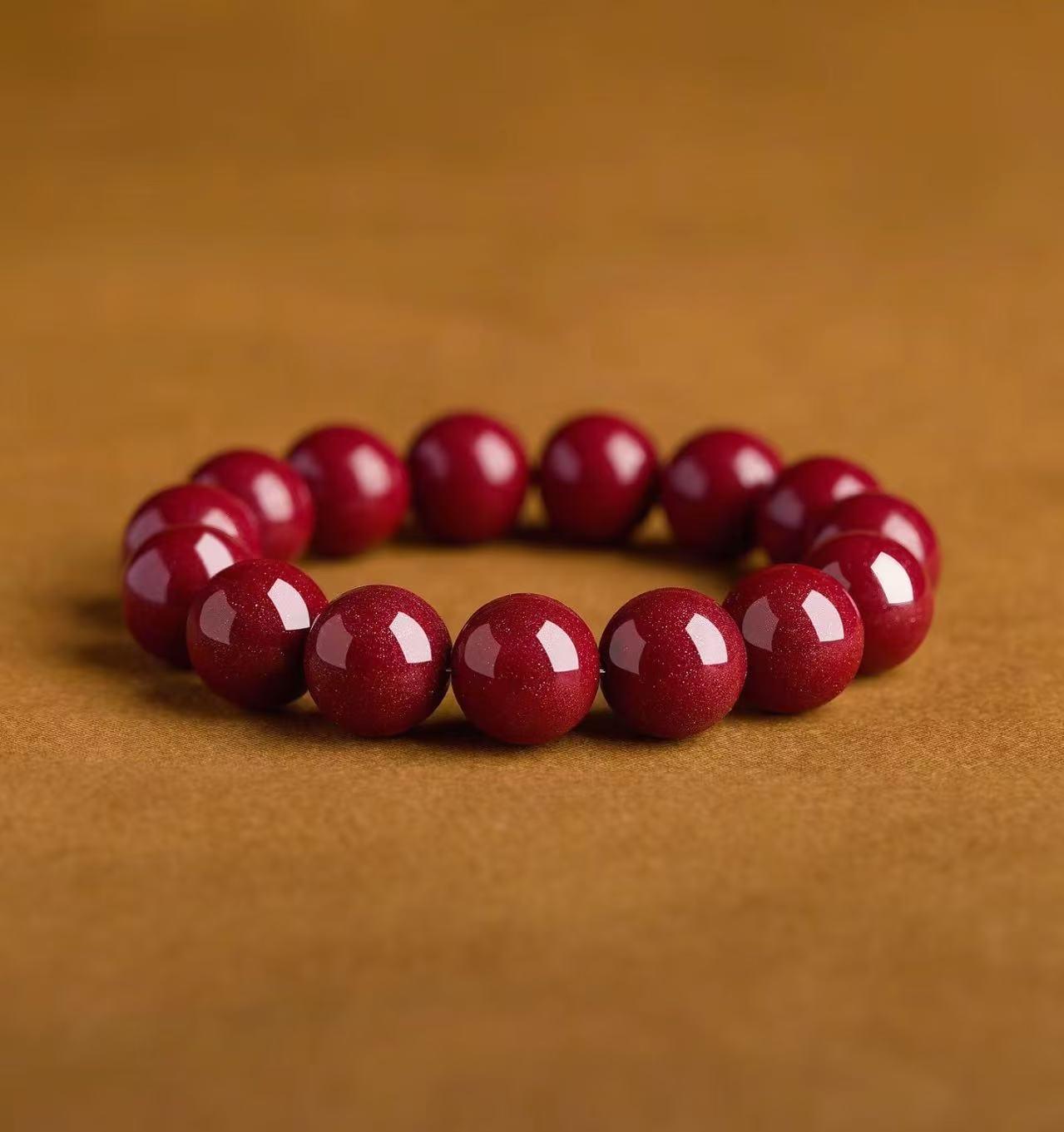 Natural cinnabar beads