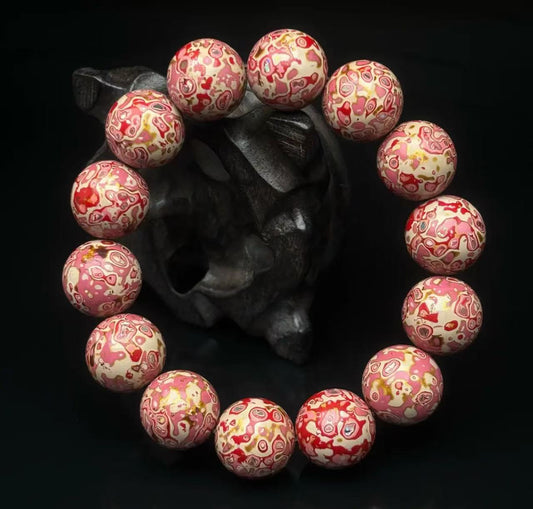 Boardroom power accessory - matte lacquer beads with tailored suit