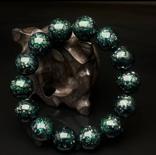 Aged lacquer beads mimicking 14th-century Chinese scholar artifacts