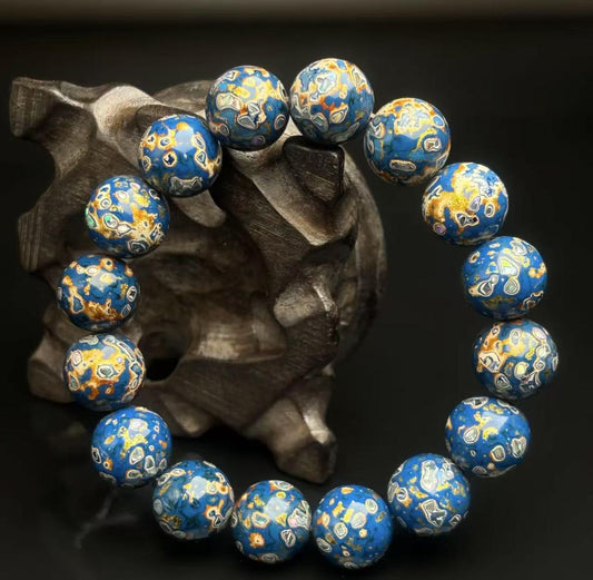Steampunk rivet details on antique lacquer rosewood bracelet