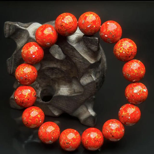 Red Gold Purple Sandalwood Bead Bracelet 1.2