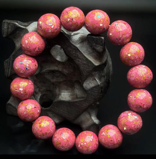 Pink Purple Sandalwood Bead Bracelet 1.2