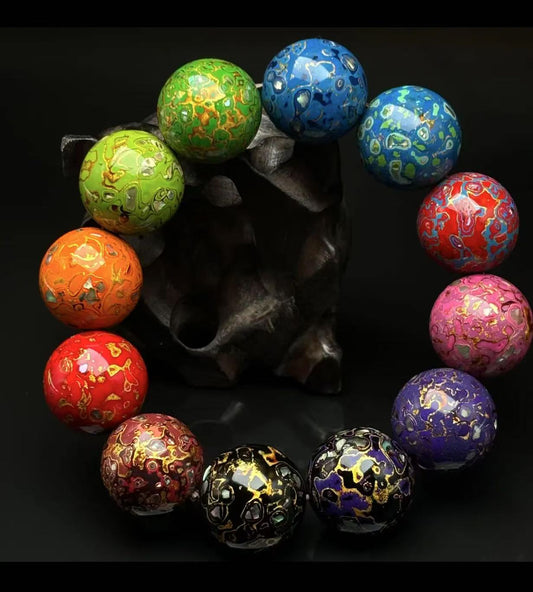 High-gloss museum-grade lacquer beads, contemporary art jewelry